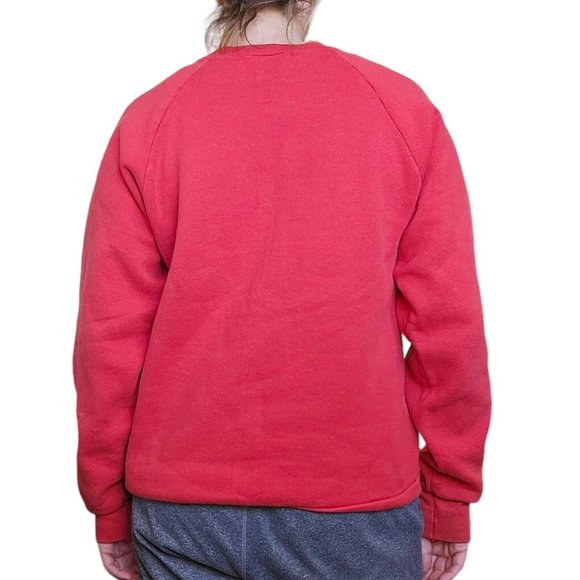 Vintage 90s Red Crewneck Sweatshirt Farm Animals Grandma Grannycore M Red - Picture 5 of 10